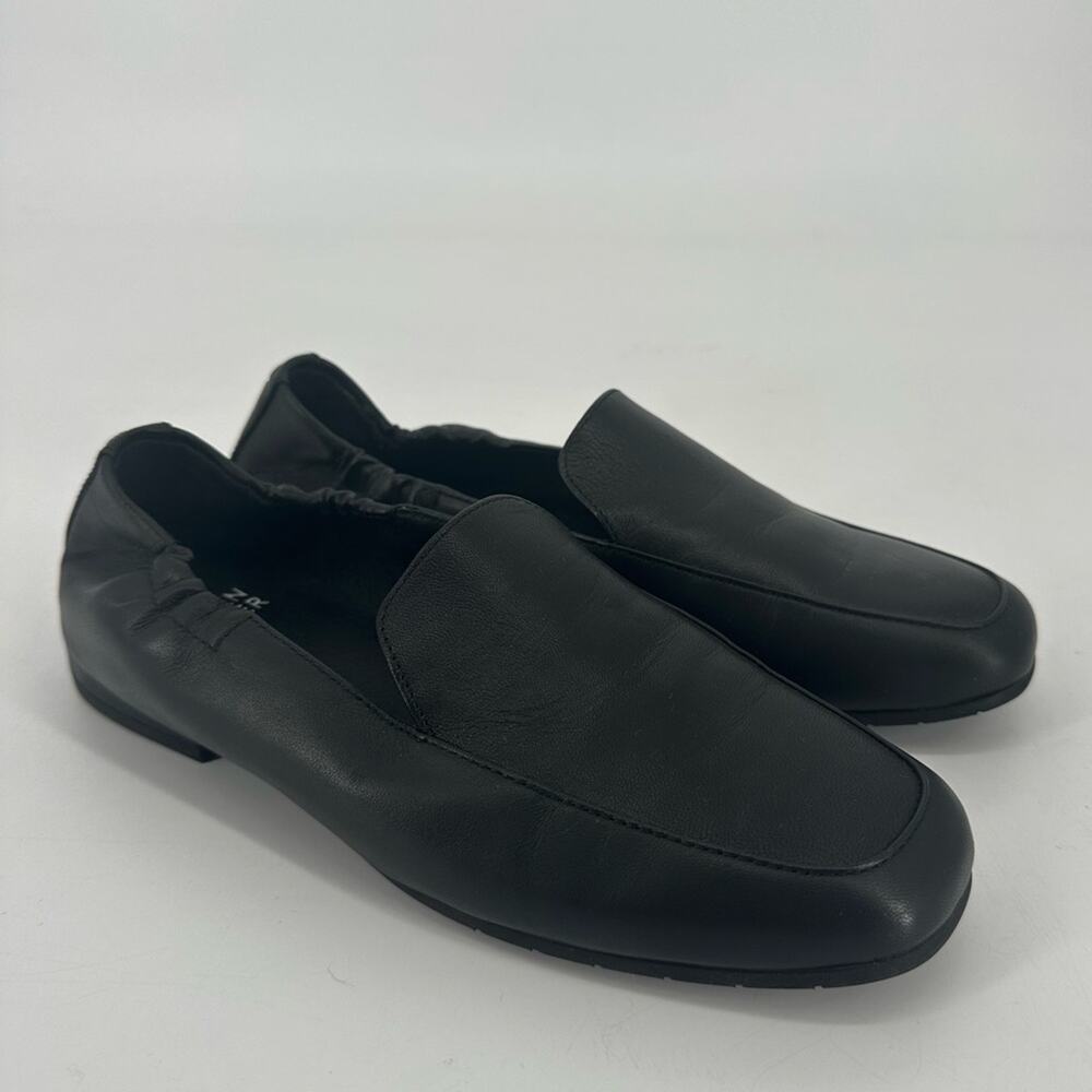 Eileen Fisher Black Leather Slip-On Loafers